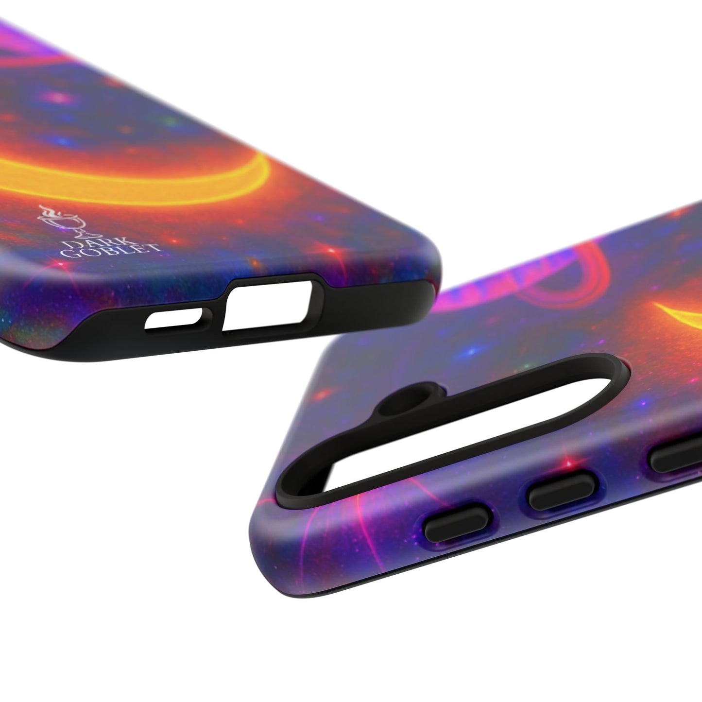 Galaxy Moon Tough Phone Case — Neon Crescent Planet Space Design