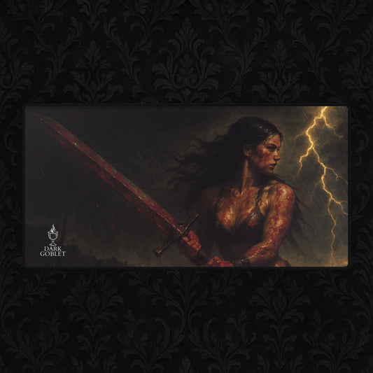 The Barbarian Fantasy Desk Mat — Epic Warrior Gaming Mouse Pad Female