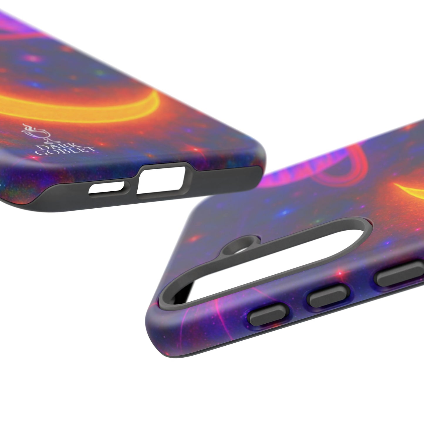Galaxy Moon Tough Phone Case — Neon Crescent Planet Space Design