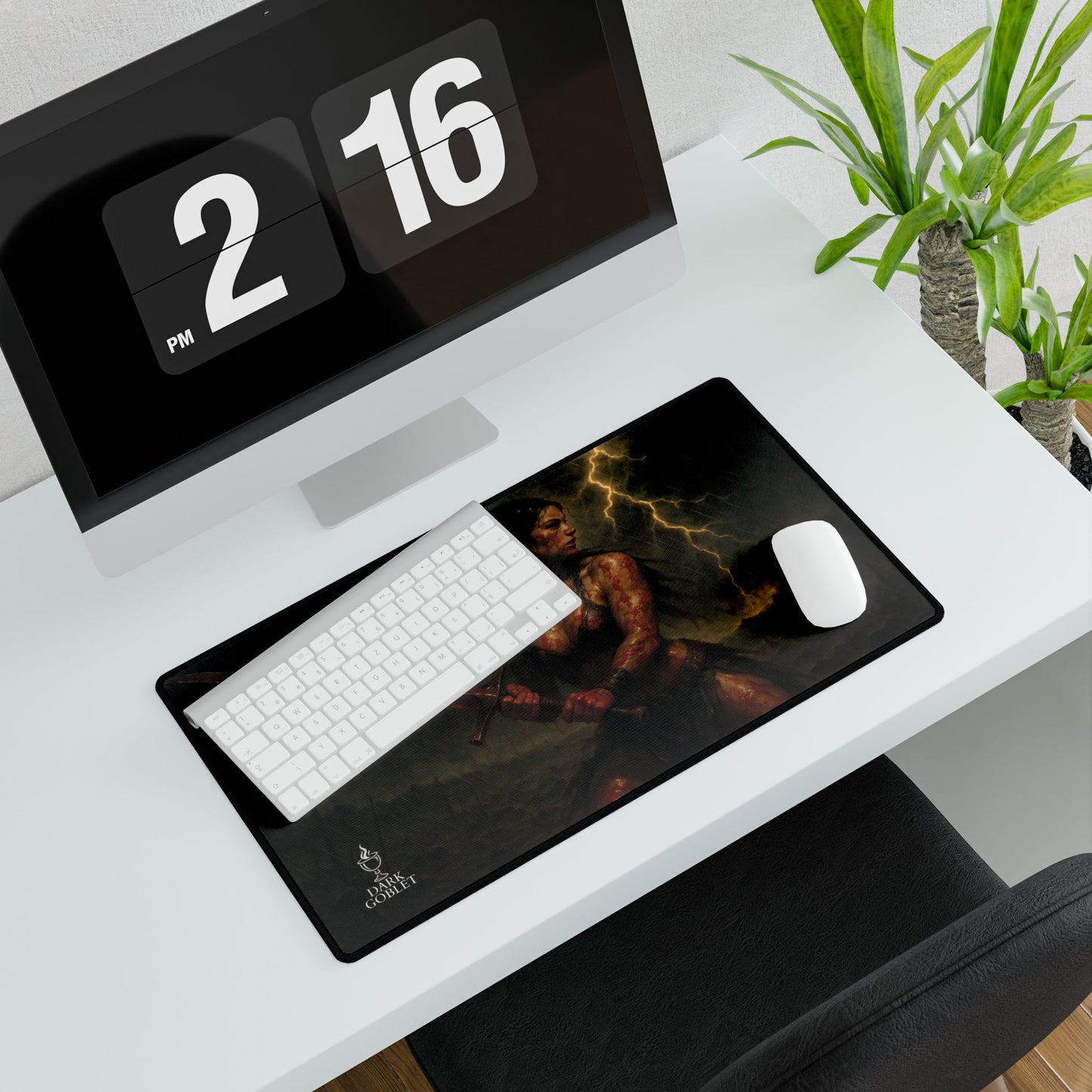 The Barbarian Fantasy Desk Mat — Epic Warrior Gaming Mouse Pad Female