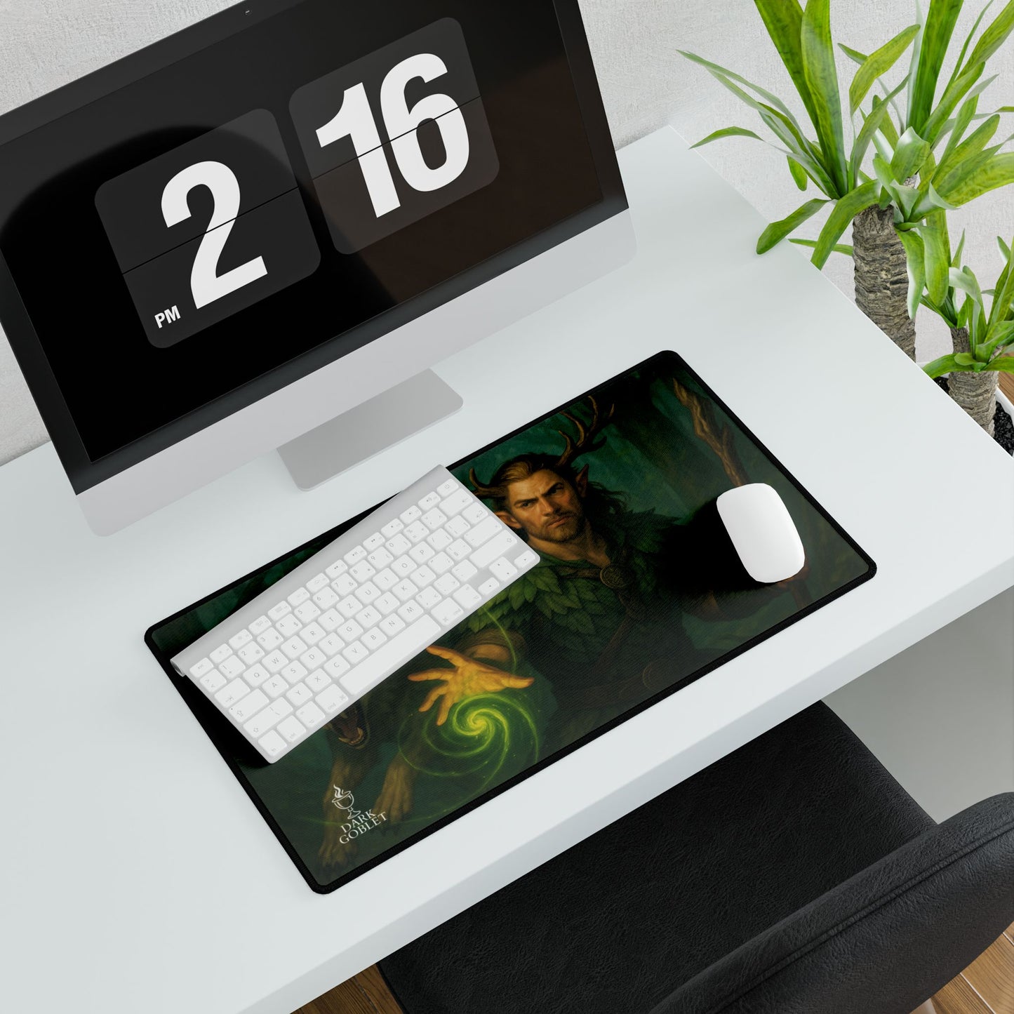 Druid Fantasy Desk Mat — Fantasy Forest Gaming Mousepad with 'The Druid' Artwork Male