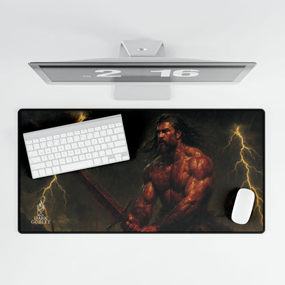 The Barbarian Fantasy Desk Mat — Epic Warrior Gaming Mouse Pad Male