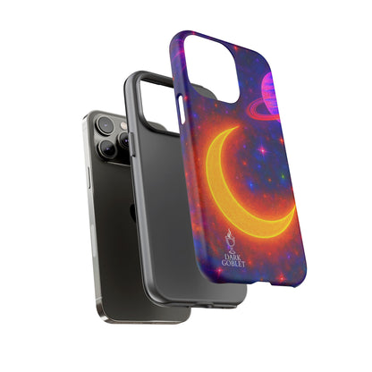 Galaxy Moon Tough Phone Case — Neon Crescent Planet Space Design