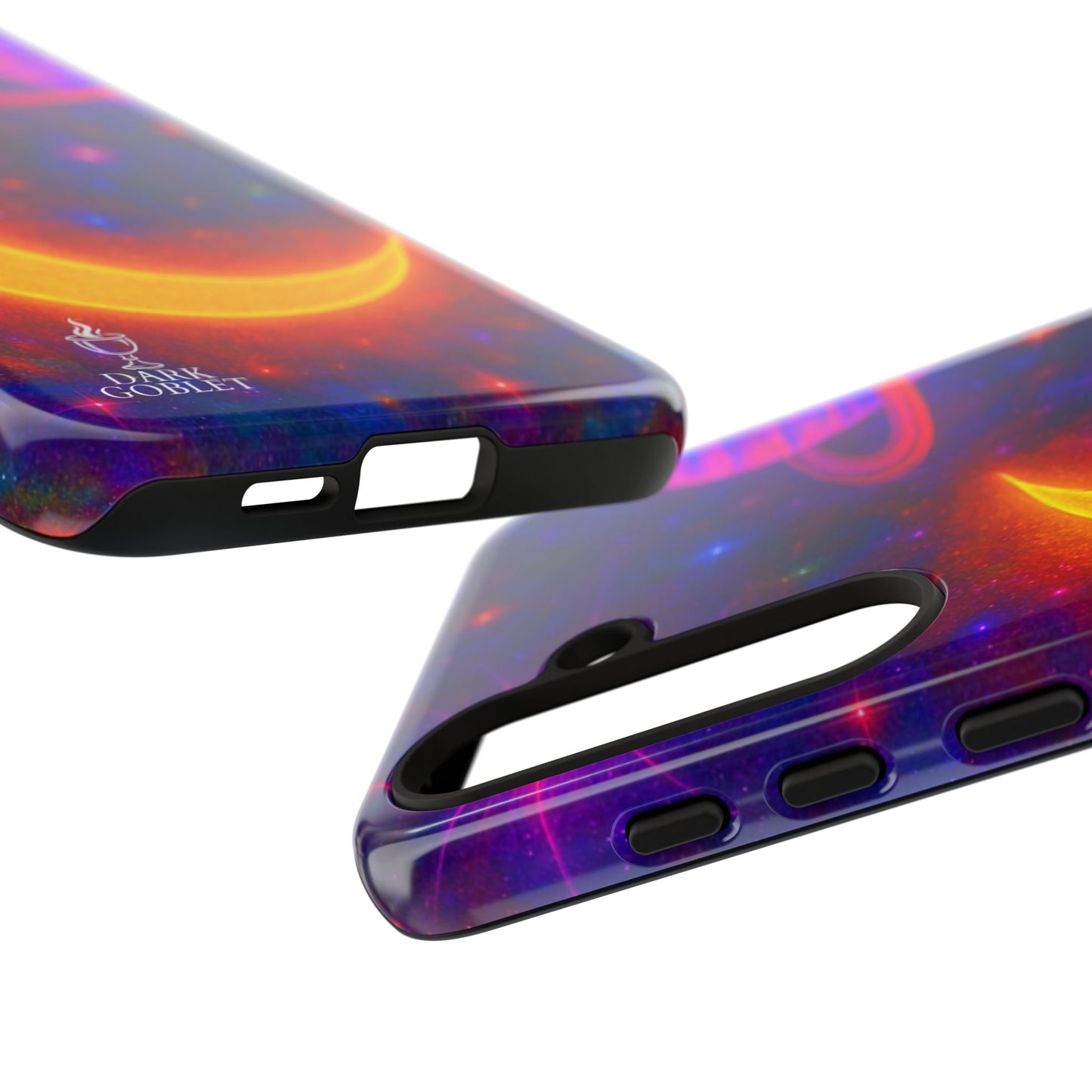 Galaxy Moon Tough Phone Case — Neon Crescent Planet Space Design