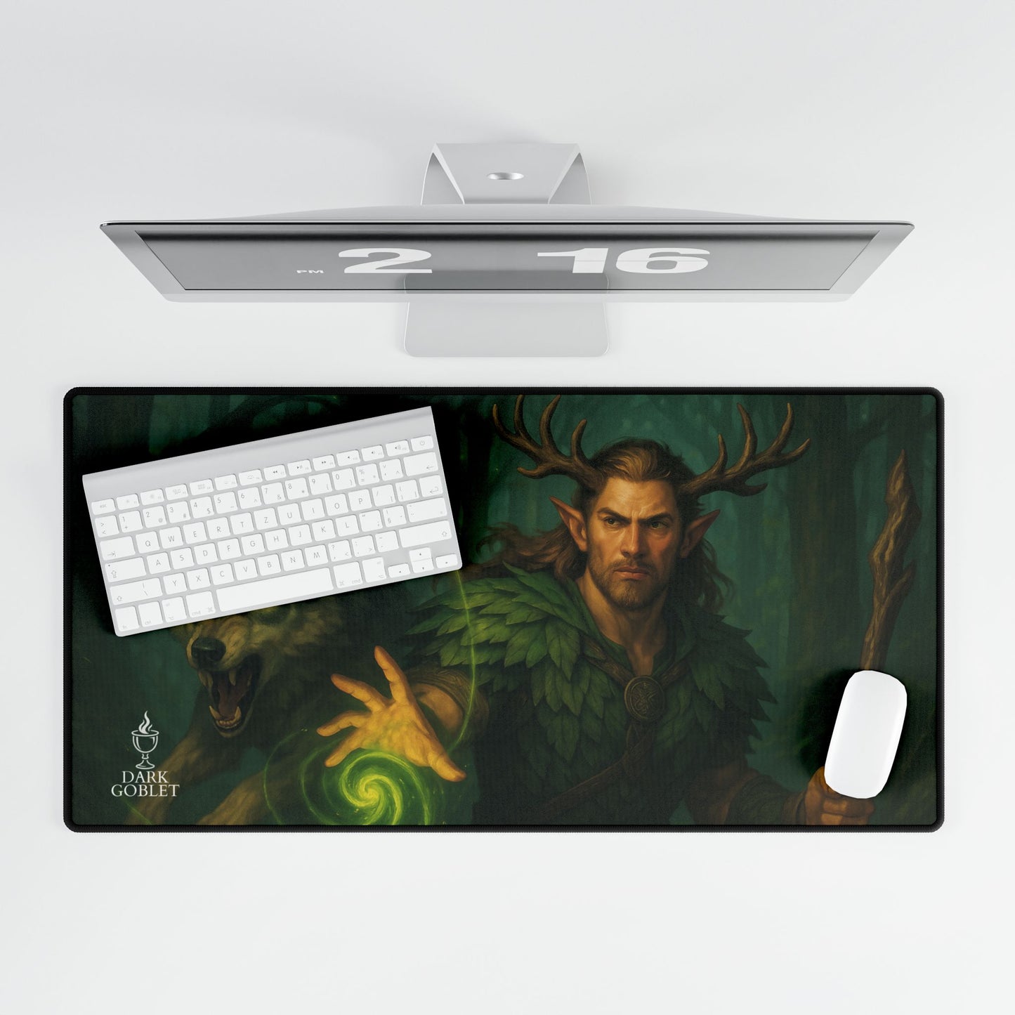 Druid Fantasy Desk Mat — Fantasy Forest Gaming Mousepad with 'The Druid' Artwork Male
