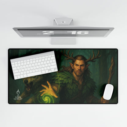 Druid Fantasy Desk Mat — Fantasy Forest Gaming Mousepad with 'The Druid' Artwork Male