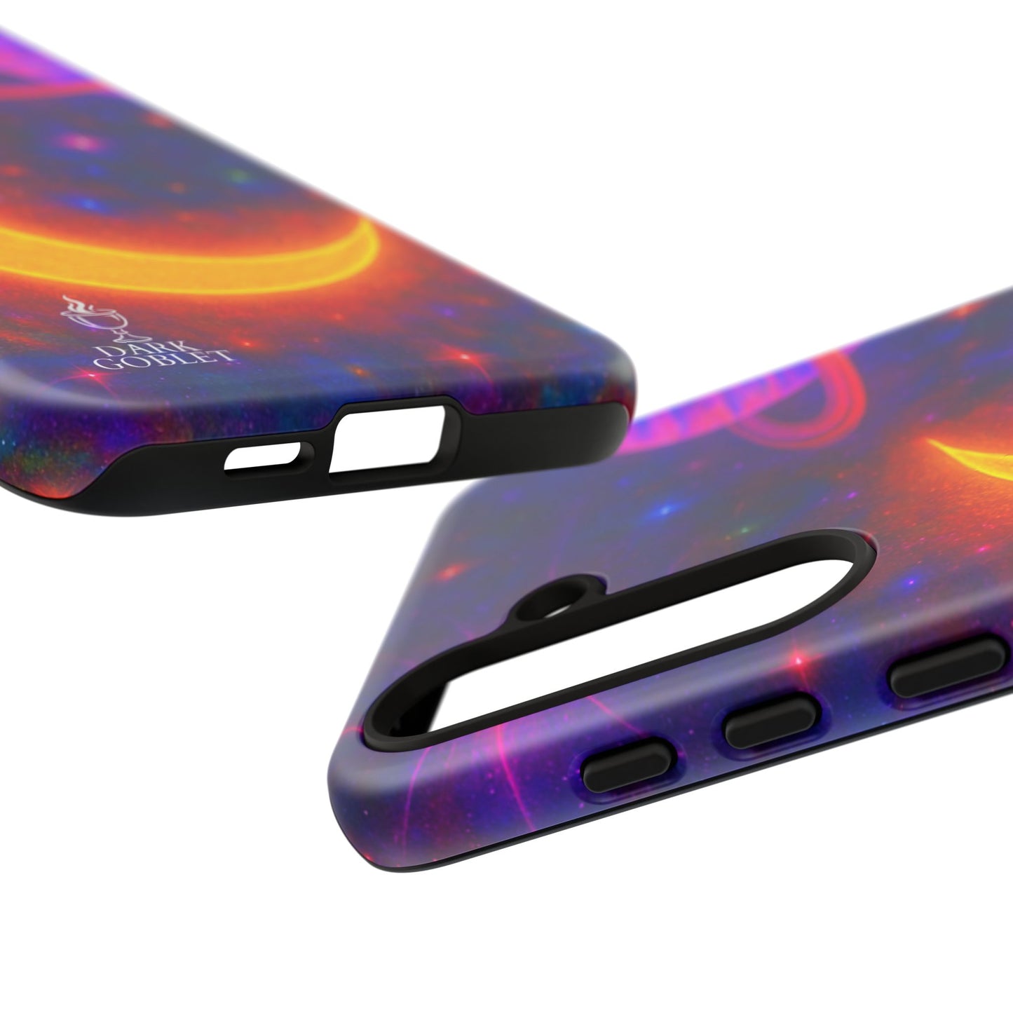 Galaxy Moon Tough Phone Case — Neon Crescent Planet Space Design