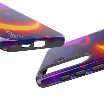 Galaxy Moon Tough Phone Case — Neon Crescent Planet Space Design