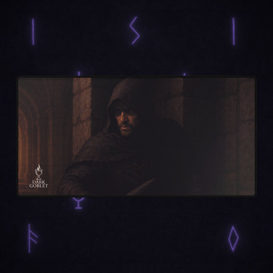 Dark Hooded Rogue Desk Mat – Gothic Fantasy Gaming Mouse Pad Male