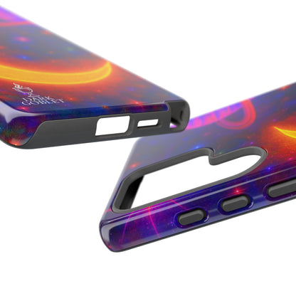 Galaxy Moon Tough Phone Case — Neon Crescent Planet Space Design
