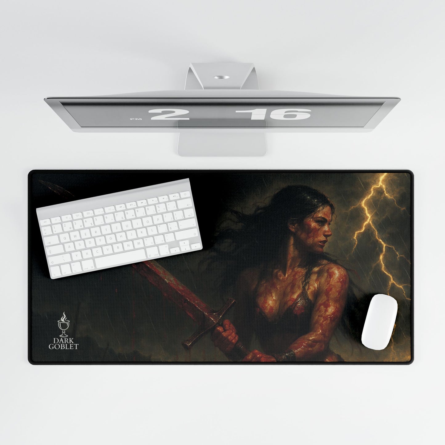 The Barbarian Fantasy Desk Mat — Epic Warrior Gaming Mouse Pad Female