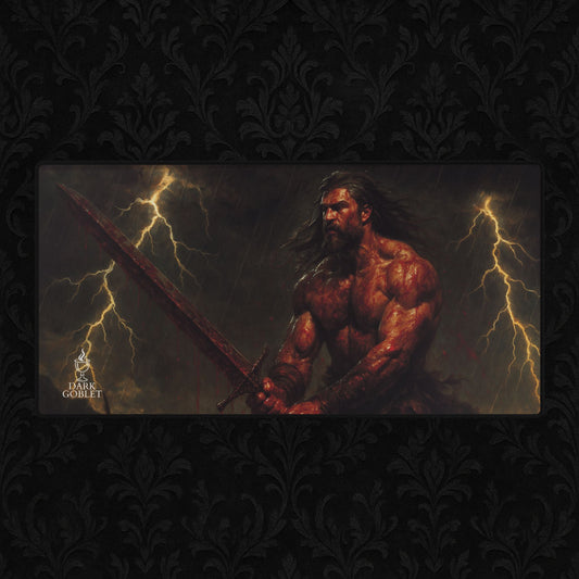 The Barbarian Fantasy Desk Mat — Epic Warrior Gaming Mouse Pad Male