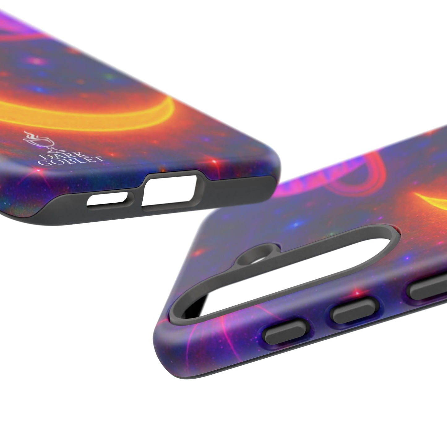 Galaxy Moon Tough Phone Case — Neon Crescent Planet Space Design