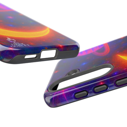 Galaxy Moon Tough Phone Case — Neon Crescent Planet Space Design