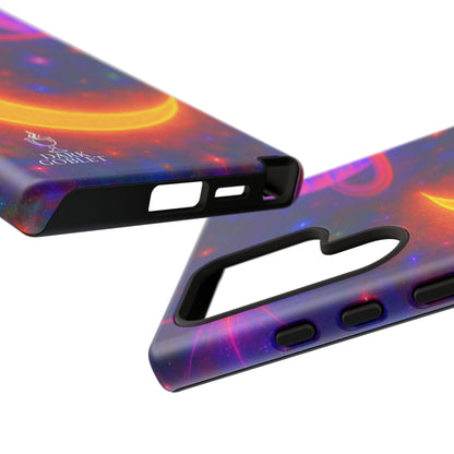 Galaxy Moon Tough Phone Case — Neon Crescent Planet Space Design