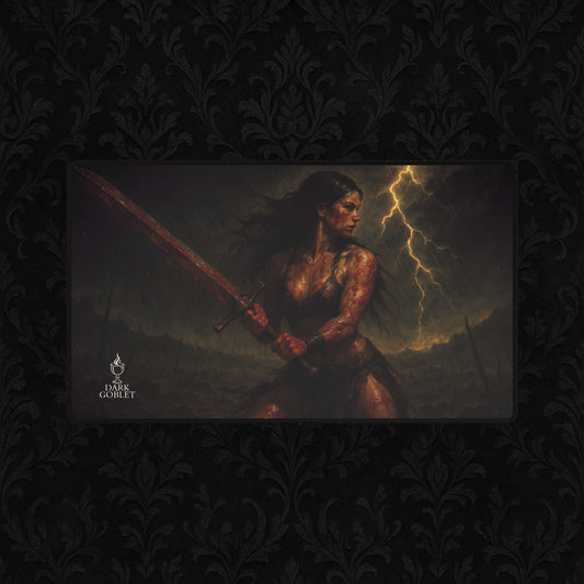 The Barbarian Fantasy Desk Mat — Epic Warrior Gaming Mouse Pad Female