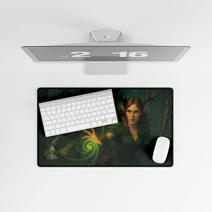Druid Fantasy Desk Mat — Fantasy Forest Gaming Mousepad with 'The Druid' Artwork Female