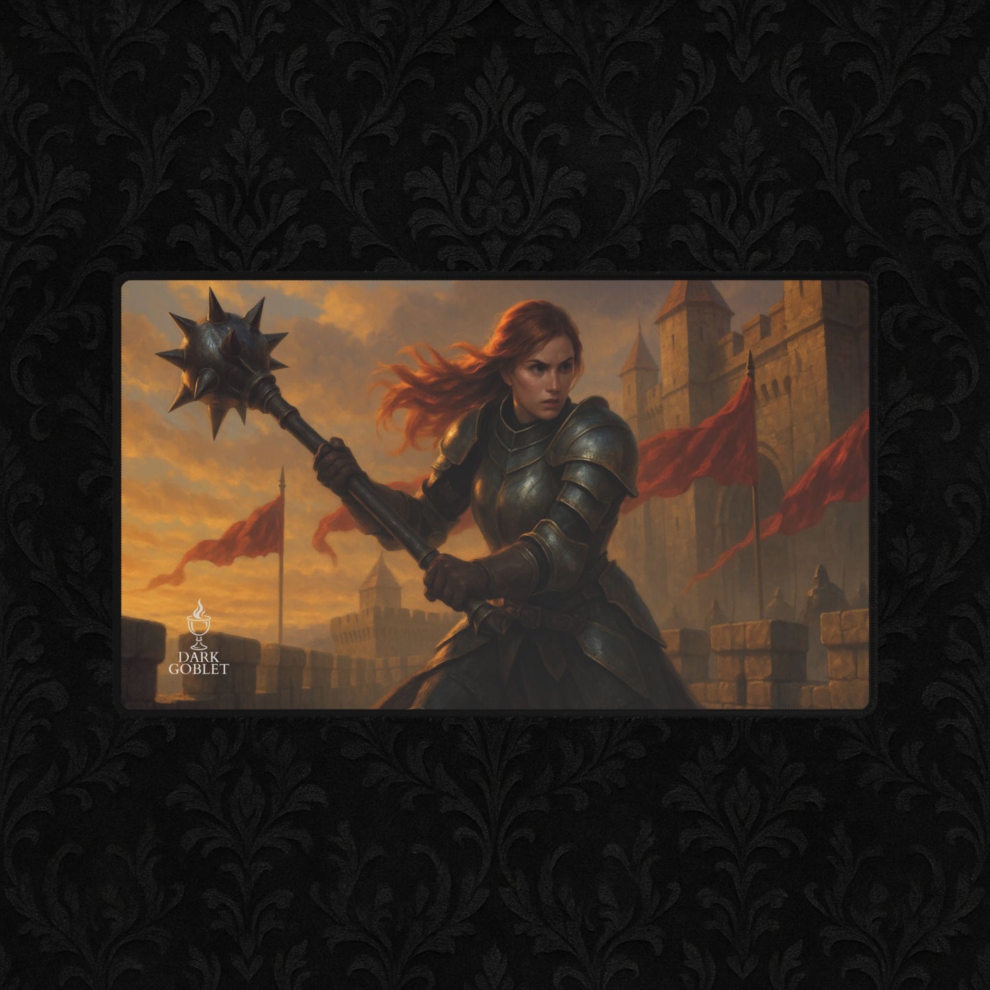 The Fighter Fantasy Desk Mat — Medieval Knight Gaming/Work Mousepad Female