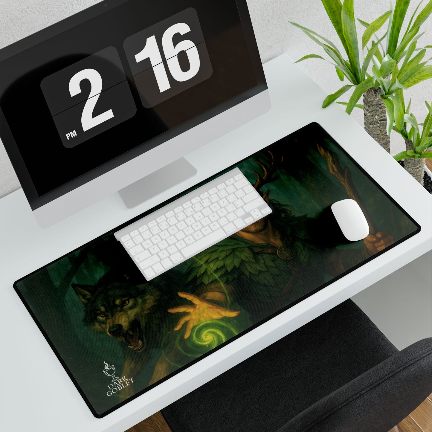 Druid Fantasy Desk Mat — Fantasy Forest Gaming Mousepad with 'The Druid' Artwork Male