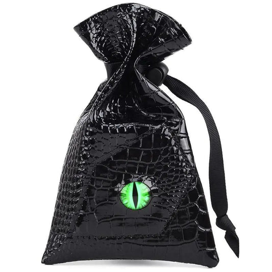 Dragon Eye Drawstring Leather DND Dice Storage Bag
