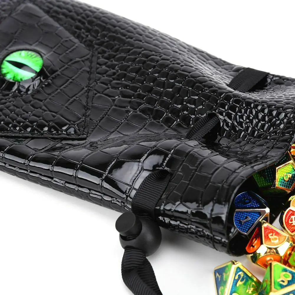 Dragon Eye Drawstring Leather DND Dice Storage Bag