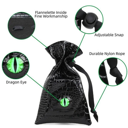 Dragon Eye Drawstring Leather DND Dice Storage Bag